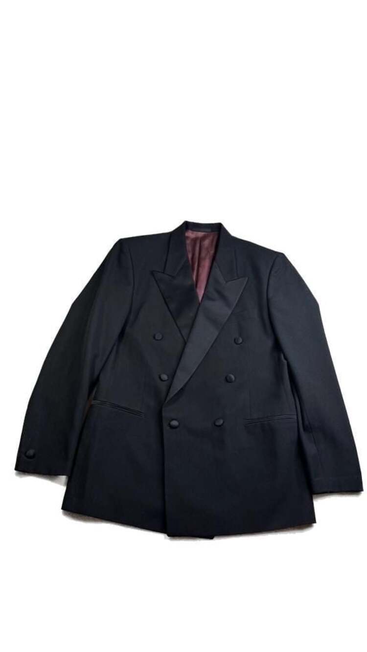DiMitri Vintage Double-Breasted Black Tuxedo Jacket with Satin Peak Lapels